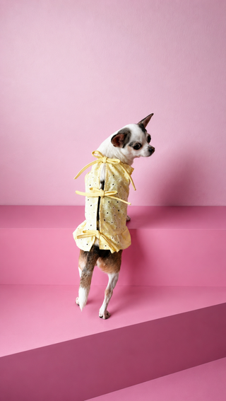 Vestido yellow bloom lazos