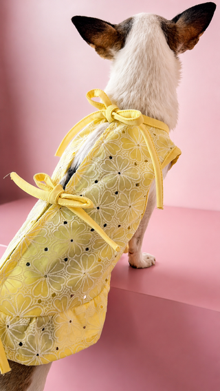 Vestido yellow bloom lazos